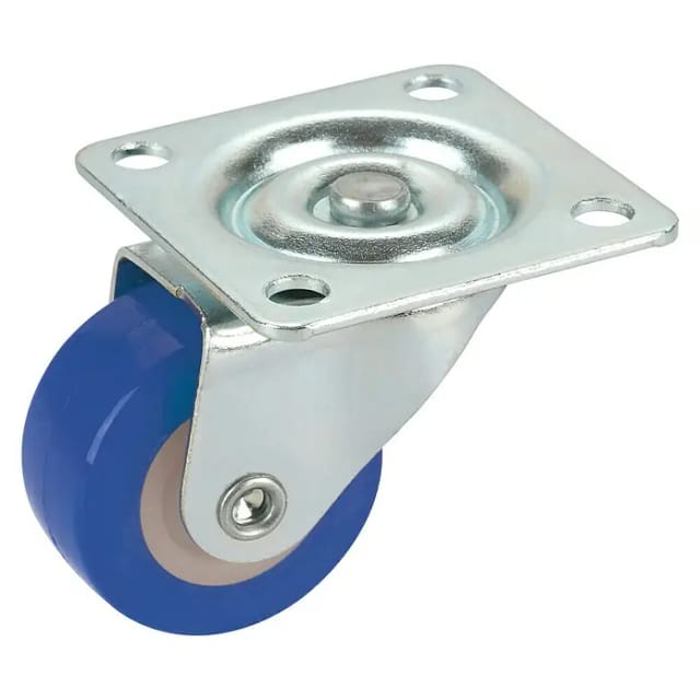 Dörner & Helmer Möbel-Lenkrolle (Durchmesser Rollen: 30 mm, Traglast: 20 kg, Gleitlager, Mit Platte, Farbe Rad: Blau)