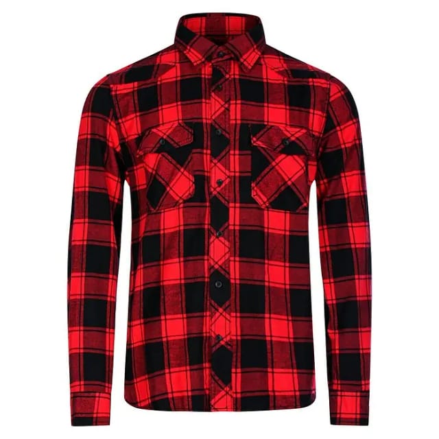 Brandit Flanellhemd (Schwarz/Rot, XXL)