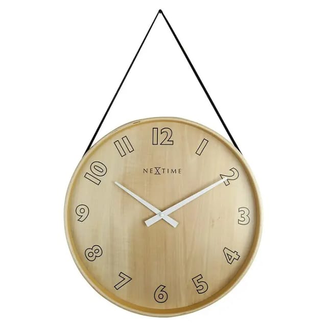 Wanduhr Loop Big (Durchmesser: 40 cm, Natur/Blau/Weiß)
