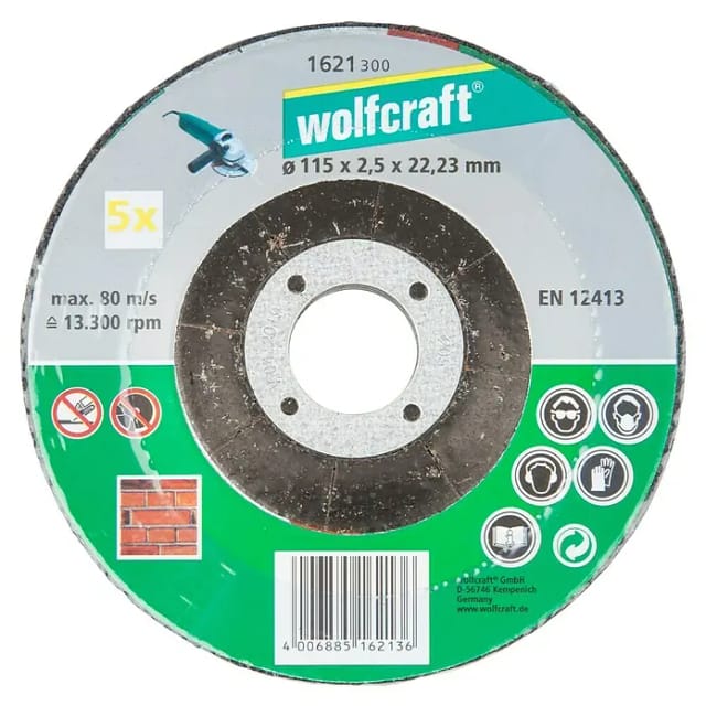 Wolfcraft Trennscheibe (115 mm, 5 Stk., Geeignet für: Stein, Gekröpft)