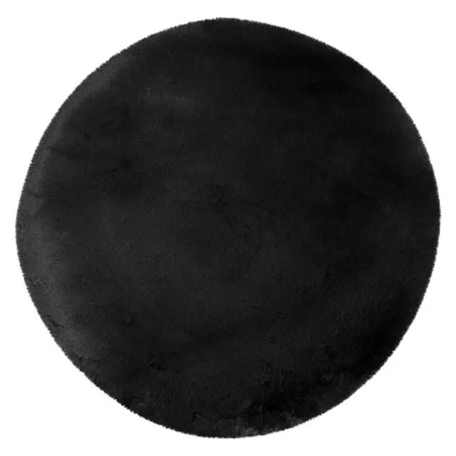 Fellteppich Happy (Schwarz, Durchmesser: 120 cm, 100 % Polyester (Flor))