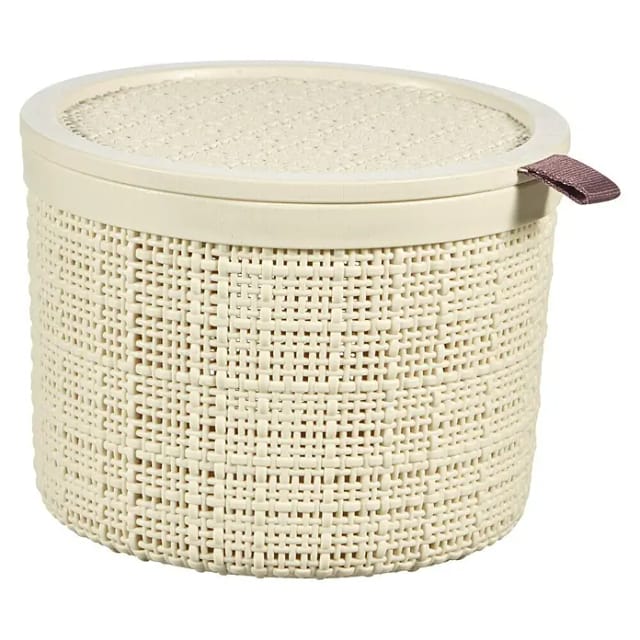 Curver Aufbewahrungsbox Jute (Ø x H: 17,1 x 12,6 cm, Cremeweiß)