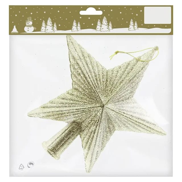 Christbaumspitze Glitzerstern (Länge: 19 cm, Gold)