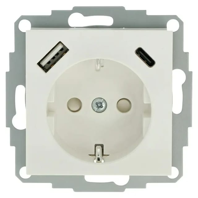 USB-Steckdose Typ A/C Standard (Erhöhter Berührungsschutz, Kunststoff, Unterputzmontage)