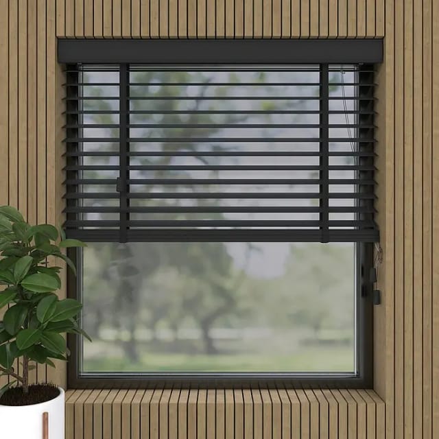 Jalousie Bambus (B x H: 120 x 130 cm, Schwarz, Holz)