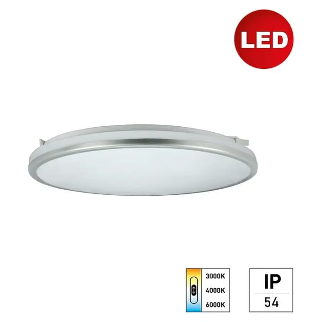E2 elektro LED-Wand- & Deckenleuchte rund White Rite² (18 W, Ø x H: 33 x 3,2 cm, Silber, Weiß, Tageslichtweiß)