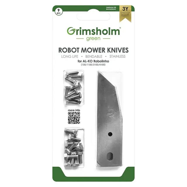 Grimsholm Green Ersatzmesser-Set für Mähroboter (AL-KO Robolinho (100, 1100), 9 Stk.)