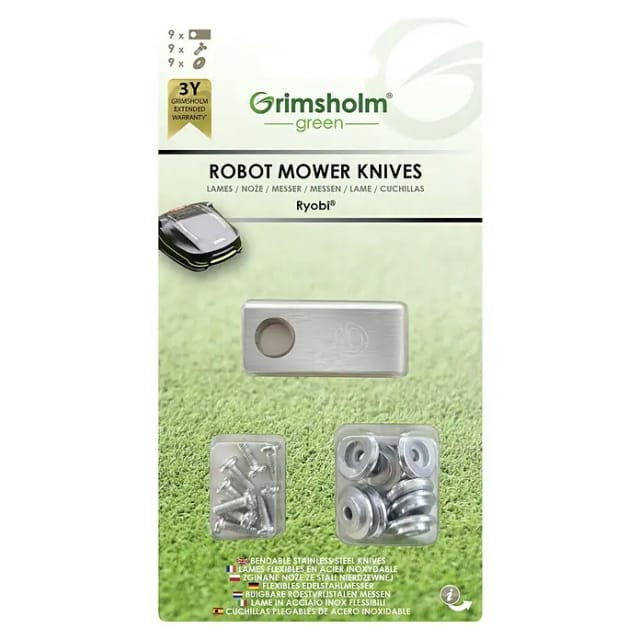 Grimsholm Green Ersatzmesser-Set für Mähroboter (Ryobi Roboyagi, 9 Stk.)