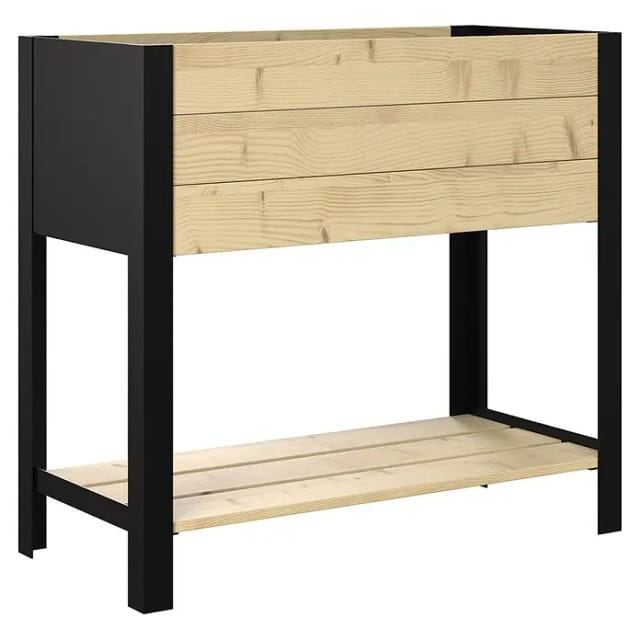 Upyard Hochbeet Modernbox hoch (78 x 36 x 72 cm, Holz, Natur/Schwarz)
