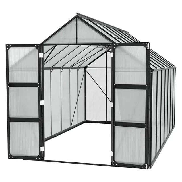 Vitavia Gewächshaus Domus 11500 (Außenmaß inkl. Dachüberstand (B x T): 257 x 449 cm, 4 mm, Schwarz)