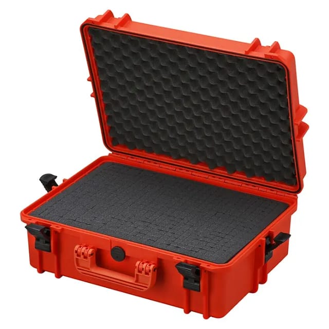 Wasserdichter Koffer MAX505 (L x B x H: 555 x 428 x 211 mm, Kunststoff, Mit Würfelschaumstoffeinlage, Orange)