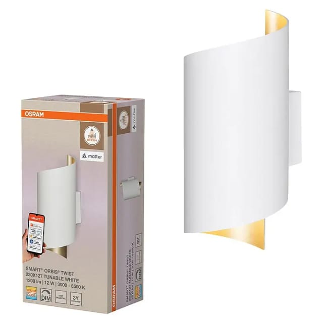 Ledvance Smart+ WiFi LED-Wandleuchte (12 W, L x B x H: 12,7 x 9,5 x 23 cm, Weiß, Warmweiß)