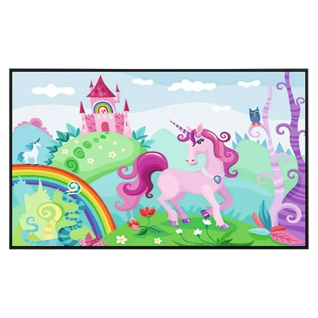 Papermoon Infrarot-Bildheizkörper Kinder lila Einhorn (120 cm x 600 mm, 1.200 W, Design Infrarotheizkörper: Tiere)