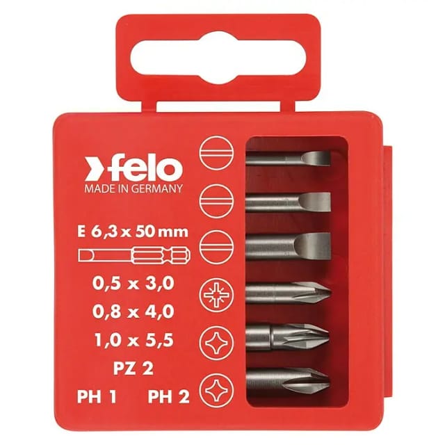 Felo Bit-Box Profi Industrie E 6,3 x 50 mm (6 -tlg., SL/PH/PZ)