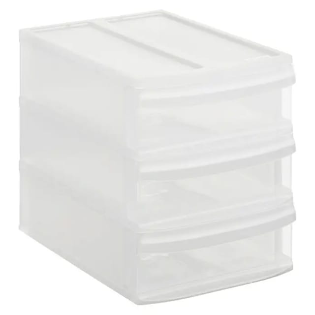 Rotho Schubladenbox Systemix Tower (L x B x H: 26,5 x 19,2 x 23,3 cm, Transparent, Anzahl Schubladen: 3 Stk.)