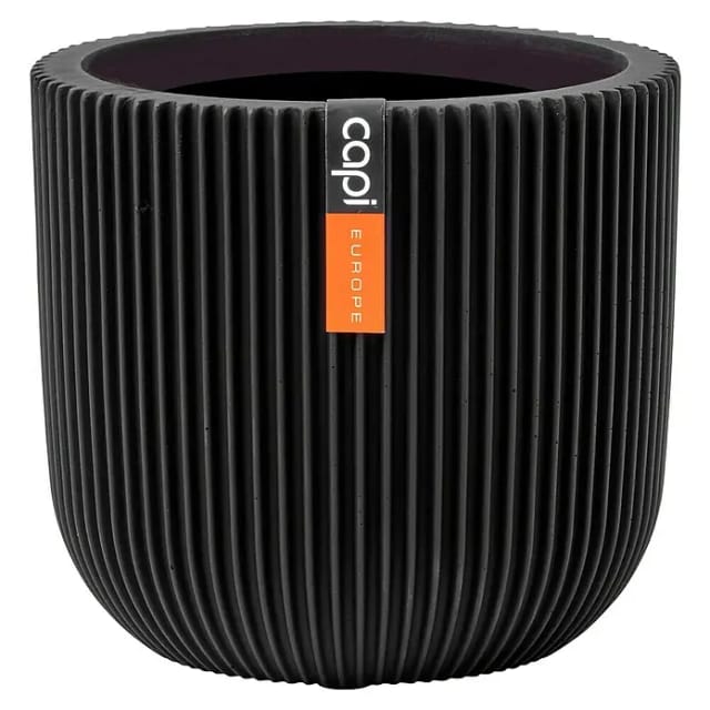 Capi Europe Übertopf rund Nature Groove (Außenmaß (Ø x H): 14 x 13 cm, Schwarz, Polyester)