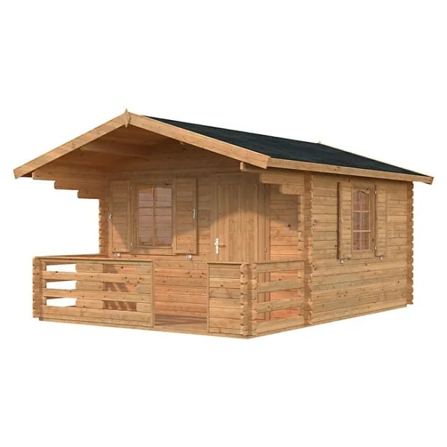 Palmako Gartenhaus Emma (Außenmaß inkl. Dachüberstand (B x T): 394 x 490 cm, Holz, Braun)