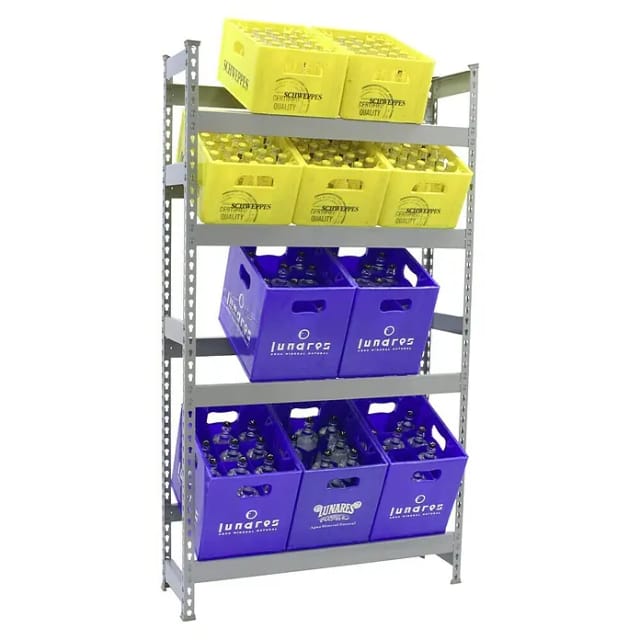 Simonrack Simonbottle Getränkekistenregal Bottleclick (H x B x T: 200 x 100 x 30 cm, Traglast Einlegeboden: 100 kg, Anzahl Böden: 4 Stk., Stecken, Gra