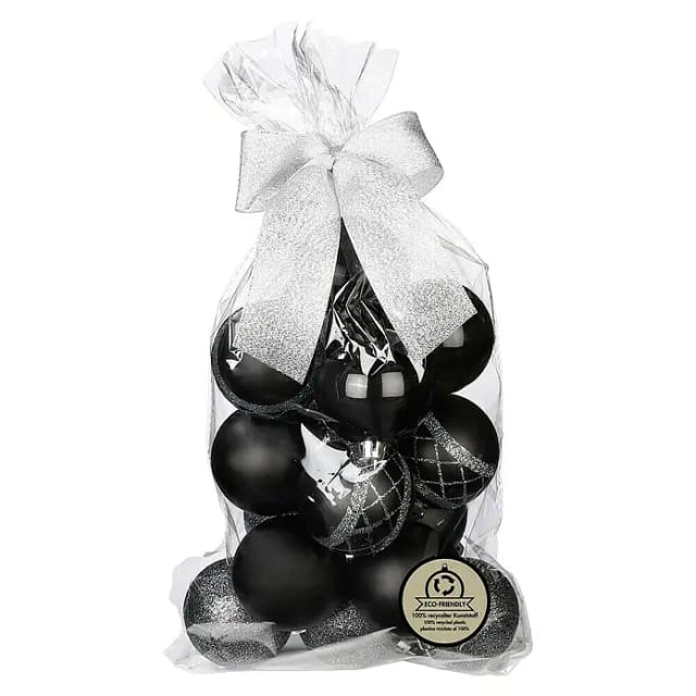 Weihnachtskugeln (Schwarz, Kunststoff, Durchmesser: 6 cm, 20 Stk.)