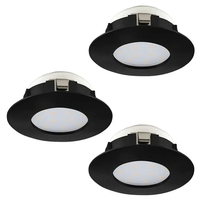 Eglo LED-Einbauleuchte PINEDA (Warmweiß, Durchmesser: 7,8 cm, Schwarz, 3 Stk.)