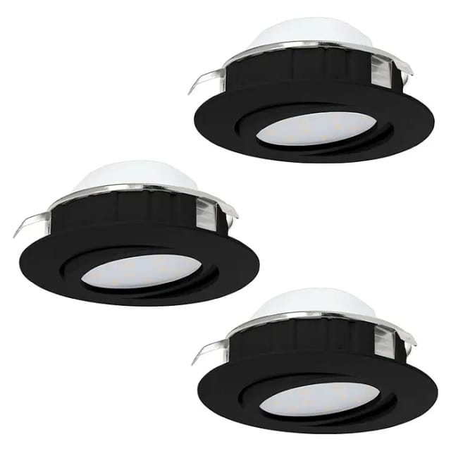 Eglo LED-Einbauleuchte PINEDA (Warmweiß, Durchmesser: 8,4 cm, Schwarz, 3 Stk.)