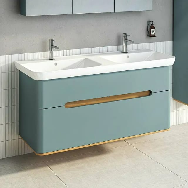 VitrA Sento Badmöbel-Set (Gesamtbreite Badmöbel: 130 cm, Fjordgrün, Matt)