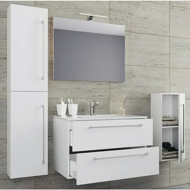 VCM Badinos Badmöbel-Set (60 cm, Weiß, 5 -tlg.)