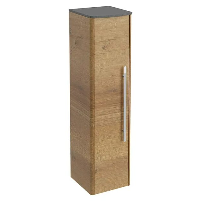 Lanzet Classico Midischrank (B x T x H: 31,2 x 32,5 x 121,4 cm, Berg Eiche/Grau, Farbe Griff: Chrom, DIN Anschlag: Links)