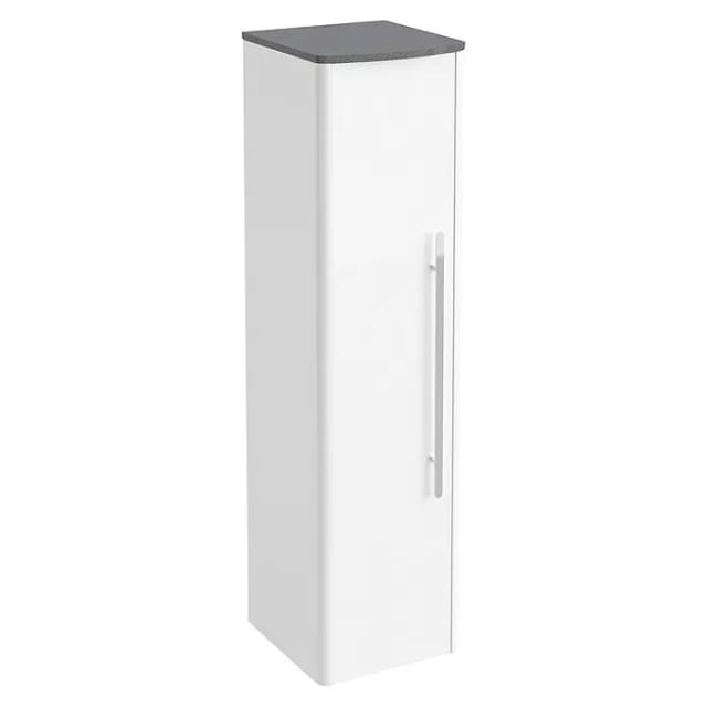 Lanzet Classico Midischrank (B x T x H: 31,2 x 32,5 x 121,4 cm, Weiß/Grau-Metallic, Farbe Griff: Chrom, DIN Anschlag: Links)