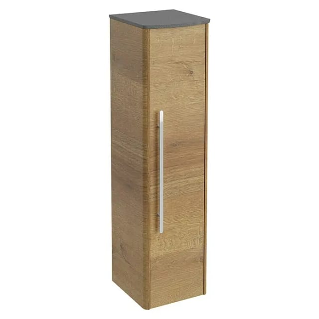 Lanzet Classico Midischrank (B x T x H: 31,2 x 32,5 x 121,4 cm, Berg Eiche/Grau, Farbe Griff: Chrom, DIN Anschlag: Rechts)