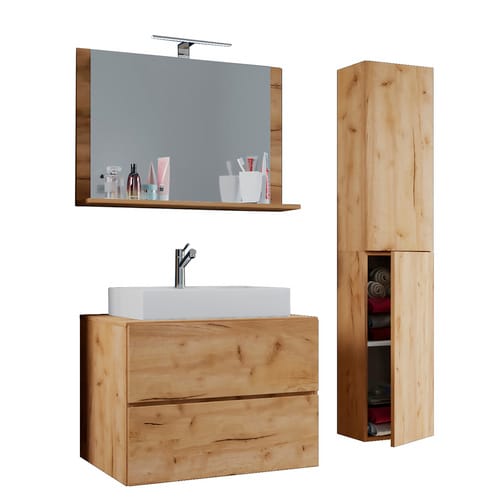 VCM Lendas Badmöbel-Set (94 cm, Honig-Eiche)