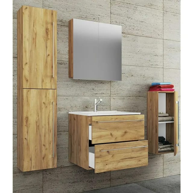VCM Badinos Badmöbel-Set SPS (126 cm, Honig-Eiche)