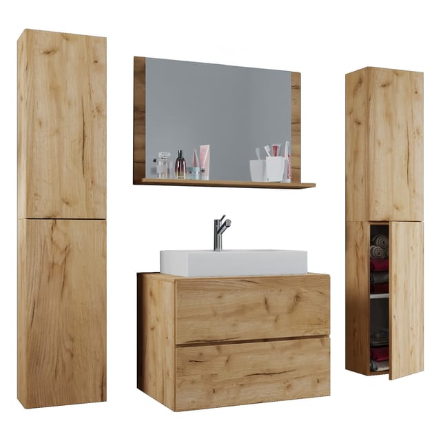 VCM Lendas Badmöbel-Set (147 cm, Honig-Eiche)