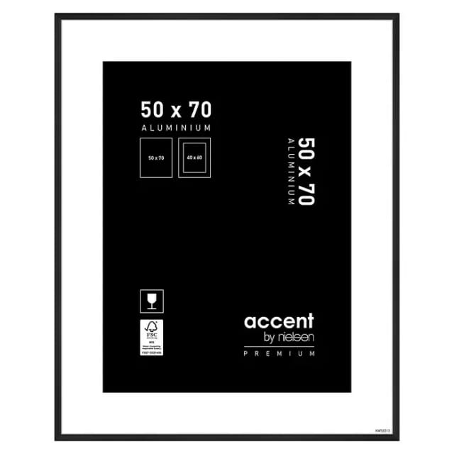 Accent Alurahmen Premium (50 x 70 cm, Schwarz Matt)
