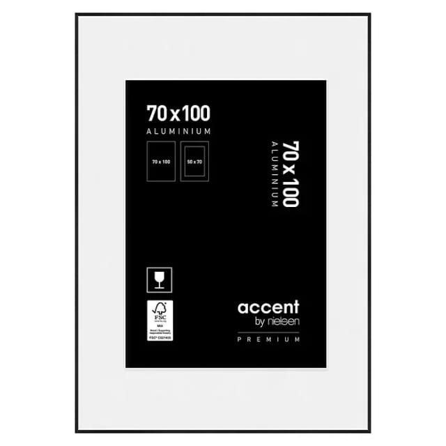 Accent Alurahmen Premium (70 x 100 cm, Schwarz Matt)