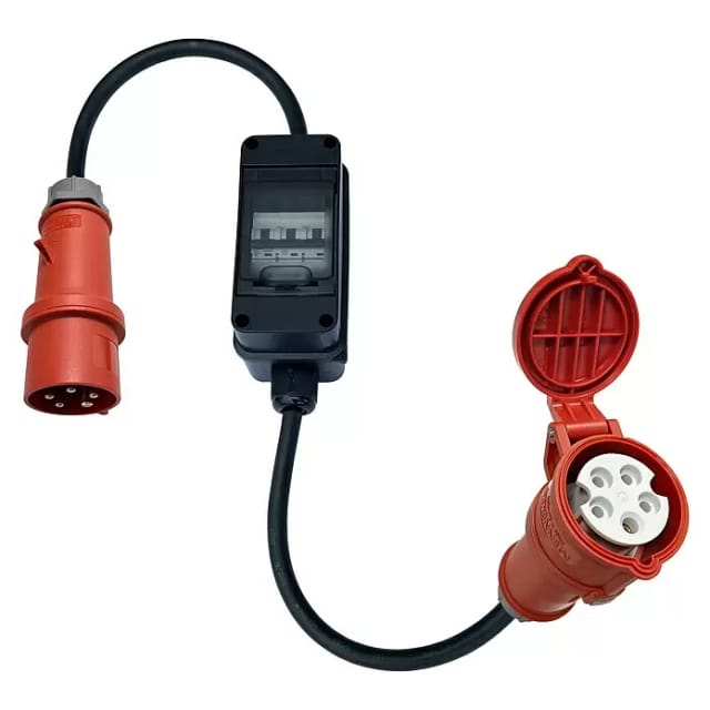 CEE-Adapterleitung mit Leitungsschutzschalter (400 V, Kabellänge: 1 m)
