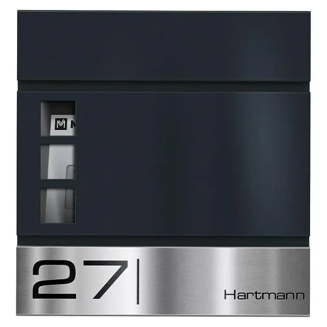 Metzler Wandbriefkasten Oltmann (L x B x H: 10,5 x 37 x 37 cm, Anthrazit, Edelstahl, Zeitungsfach)