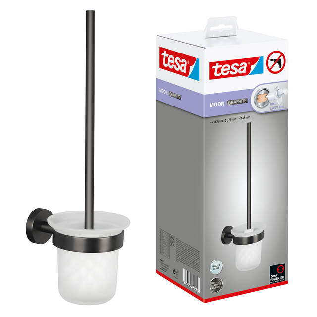 Tesa Moon WC-Bürstengarnitur (Mit Halterung, Metall, Graphit)