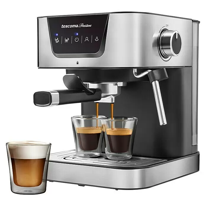 Espressomaschine President (Silber/Schwarz, Edelstahl)