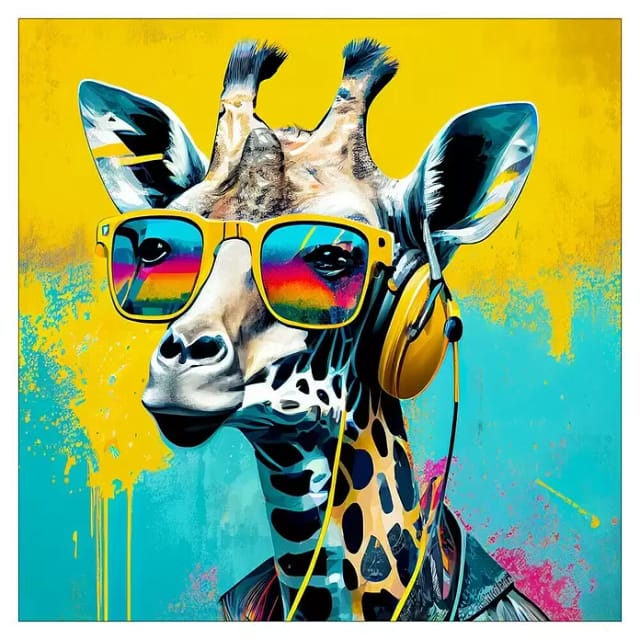 ProArt Young Living Leinwandbild (Animals with Headphones - Giraffe, B x H: 30 x 30 cm)