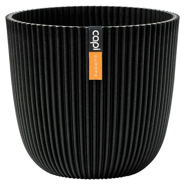 Capi Europe Pflanzgefäß Groove (Ø x H: 16,5 x 15 cm, Schwarz)