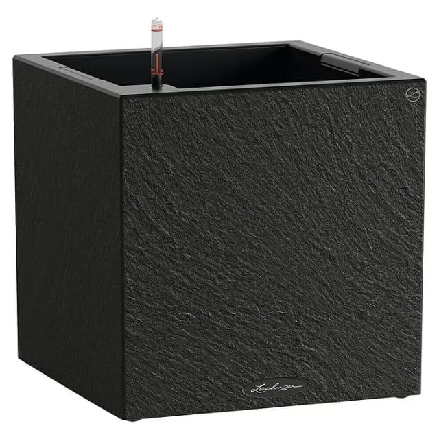 Lechuza Canto Pflanzkübel eckig Slatestone (Außenmaß (L x B x H): 40 x 40 x 40 cm, Kunststoff, Dark Grey)
