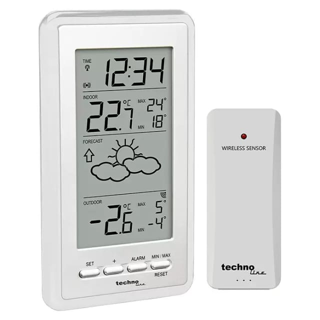 Technoline Funkwetterstation WS9130 (Digitales Display, Batteriebetrieben, Silber)