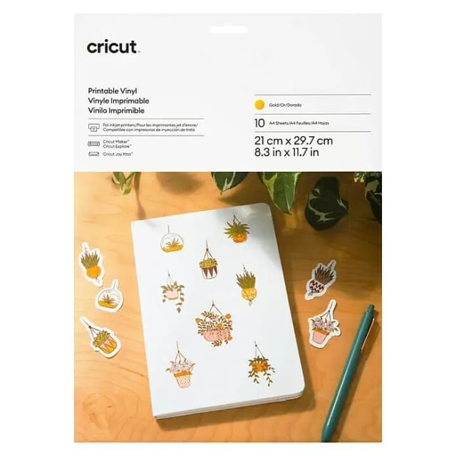 Cricut Vinylfolie Bedruckbar (10 Stk., Gold, 21 x 29,7 cm)