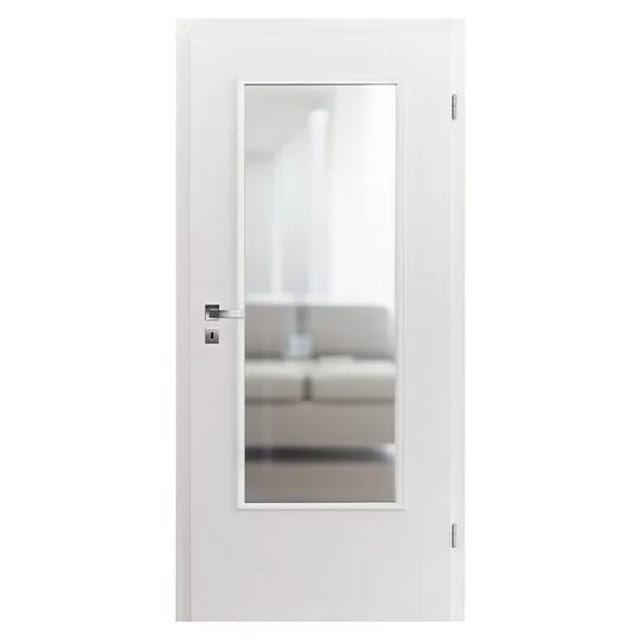 Invado Zimmertür ND31 LA (860 x 1.985 mm, DIN Anschlag: Rechts, Verkehrsweiß matt, Röhrenspan, Klarglas)