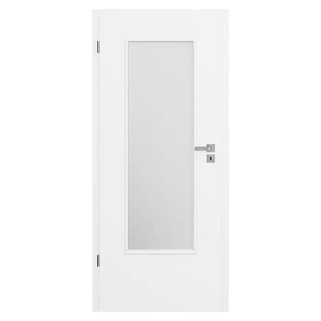 Invado Zimmertür ND31 LA (735 x 1.985 mm, DIN Anschlag: Links, Verkehrsweiß matt, Röhrenspan, Satiniertes Glas)