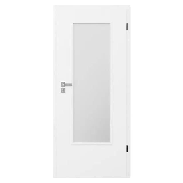Invado Zimmertür ND31 LA (860 x 1.985 mm, DIN Anschlag: Rechts, Verkehrsweiß matt, Röhrenspan, Satiniertes Glas)