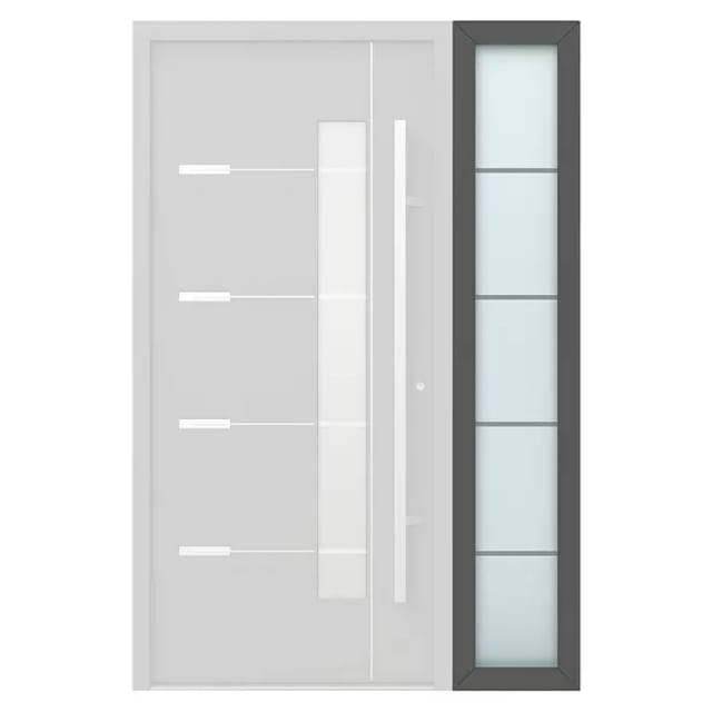 Gerda Seitenteil Thermo Prime (40 x 210 cm, Anthrazitgrau, Sandgestrahlt mit 4 Klarstreifen)