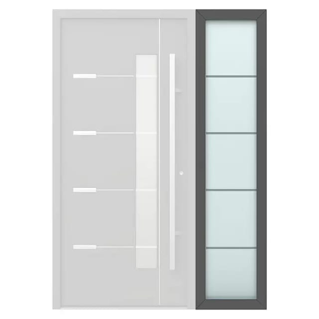 Gerda Seitenteil Thermo Prime (50 x 210 cm, Anthrazitgrau, Sandgestrahlt mit 4 Klarstreifen)