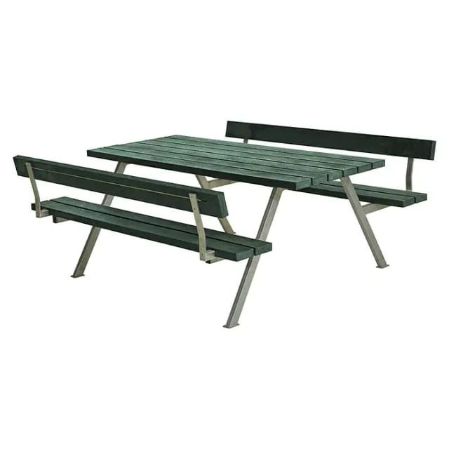 Plus Sitzgruppen-Set Alpha (Grün, Stahl/ReTex, 6 Personen, mit Rückenlehne)